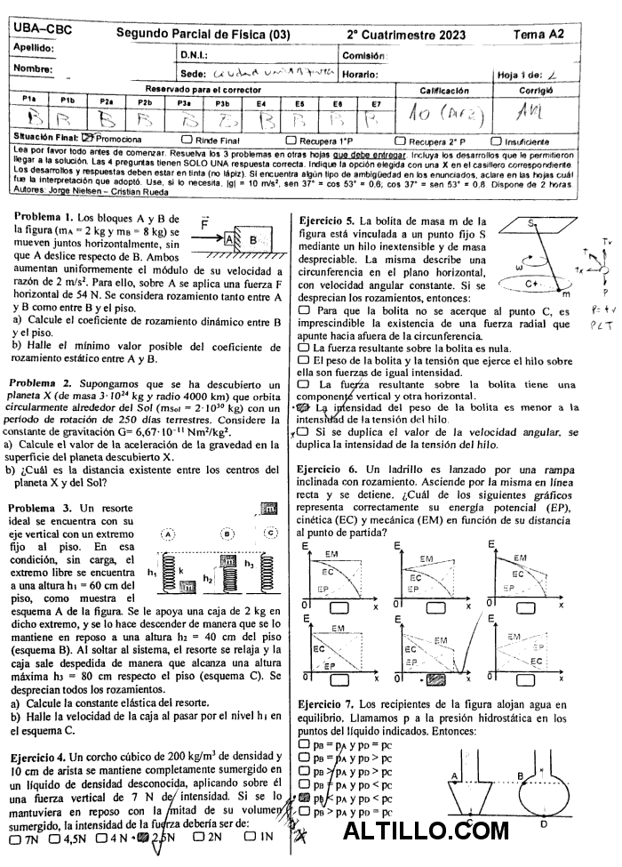 2º Parcial L Física 2023 CBC UBA